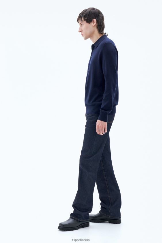Filippa K L8HHT287 Bekleidung Marine Männer Gestricktes Poloshirt