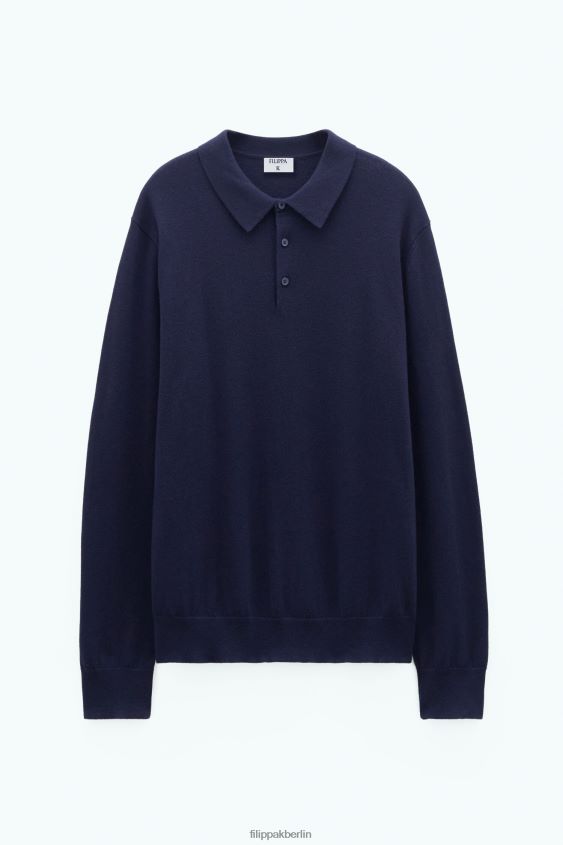 Filippa K L8HHT287 Bekleidung Marine Männer Gestricktes Poloshirt