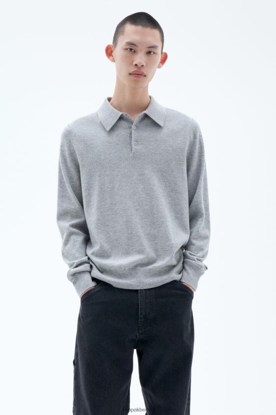 Filippa K L8HHT293 Bekleidung hellgrau meliert Männer Gestricktes Poloshirt