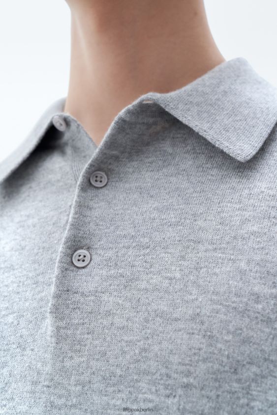 Filippa K L8HHT293 Bekleidung hellgrau meliert Männer Gestricktes Poloshirt