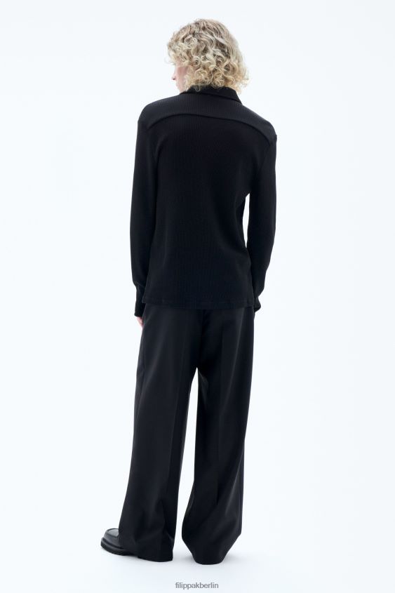 Filippa K L8HHT299 Bekleidung Schwarz Männer Waffel-Jersey-Hemd