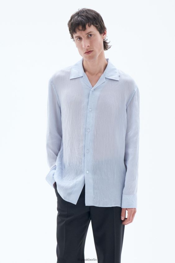 Filippa K L8HHT391 Bekleidung Eisblau Männer zerknittertes Resort-Hemd