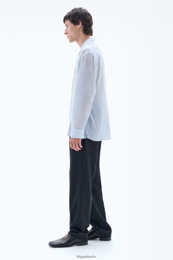 Filippa K L8HHT391 Bekleidung Eisblau Männer zerknittertes Resort-Hemd