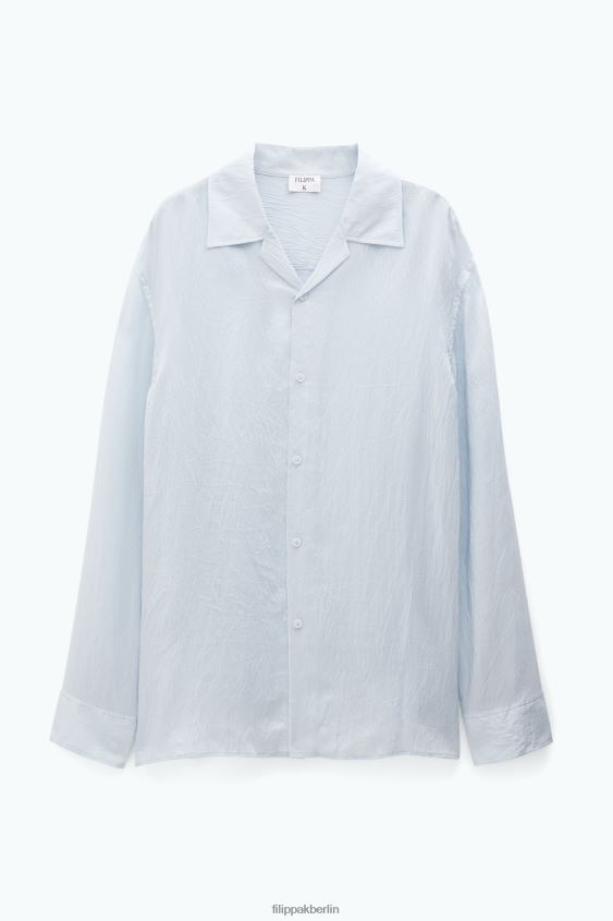 Filippa K L8HHT391 Bekleidung Eisblau Männer zerknittertes Resort-Hemd
