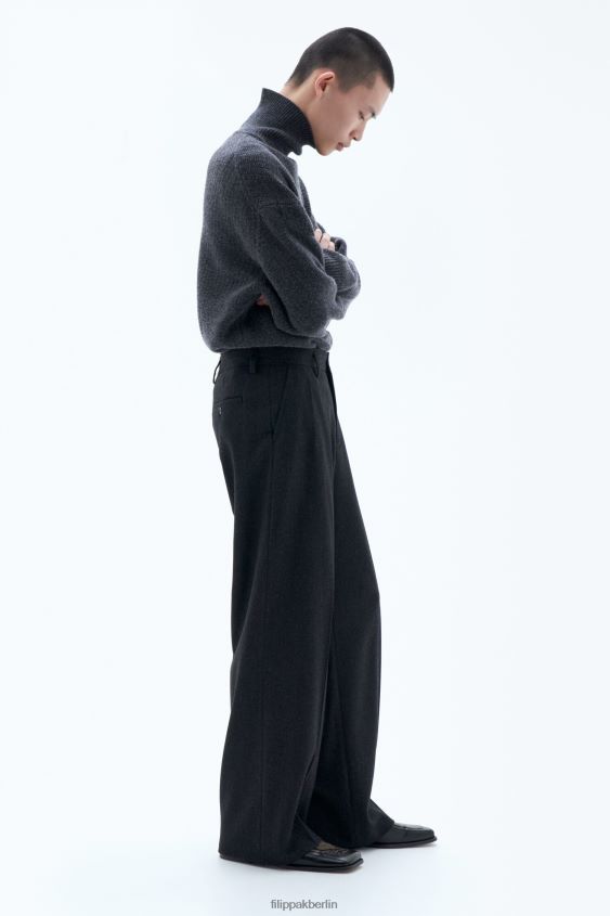 Filippa K L8HHT354 Bekleidung Anthrazit Männer weite Flanellhose