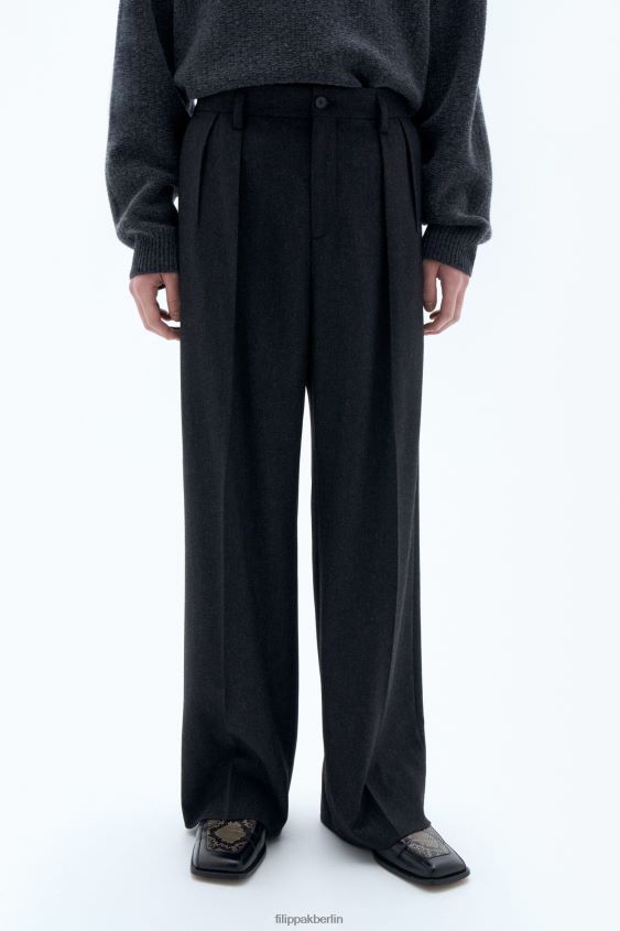 Filippa K L8HHT354 Bekleidung Anthrazit Männer weite Flanellhose