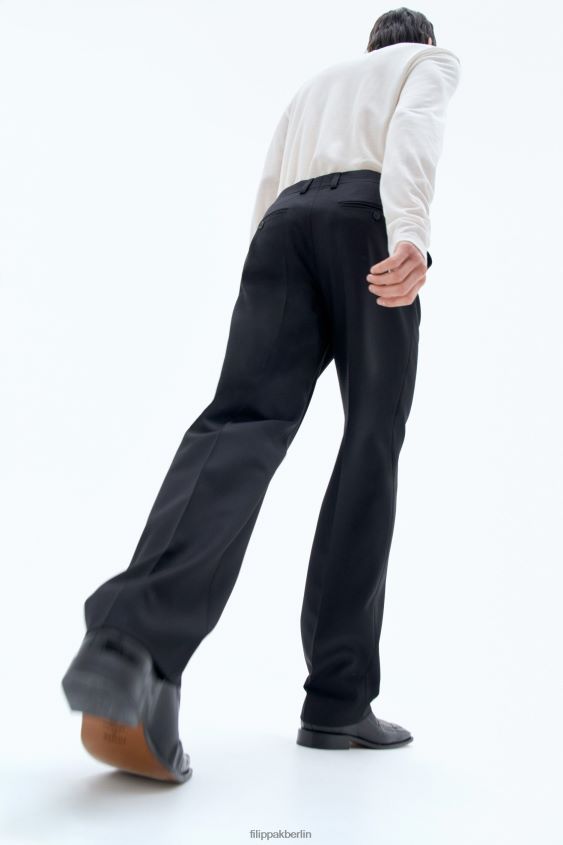 Filippa K L8HHT355 Bekleidung Schwarz Männer gerade Wollhose