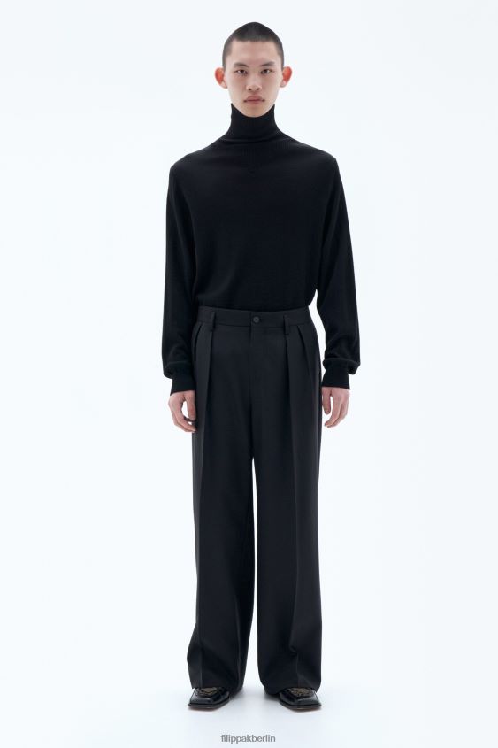 Filippa K L8HHT356 Bekleidung Schwarz Männer weite Wollhose