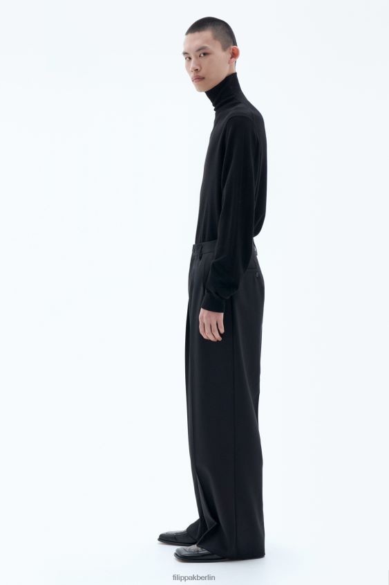 Filippa K L8HHT356 Bekleidung Schwarz Männer weite Wollhose