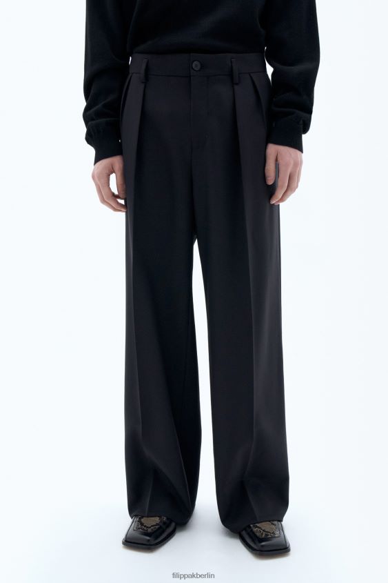 Filippa K L8HHT356 Bekleidung Schwarz Männer weite Wollhose