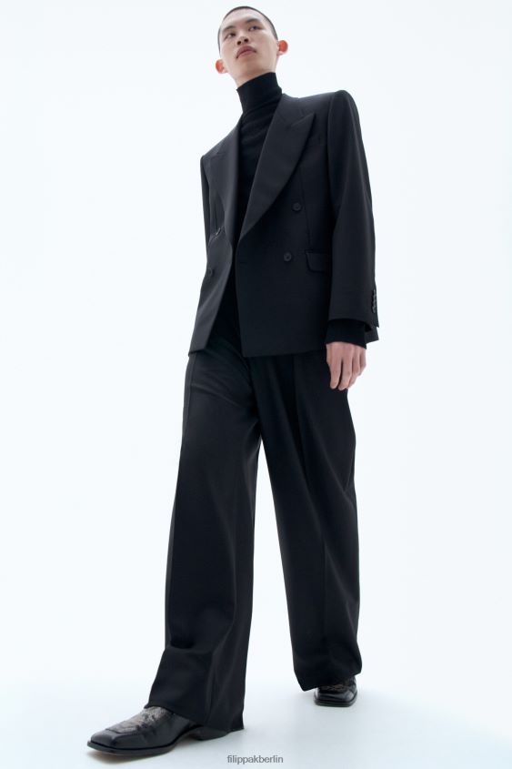 Filippa K L8HHT356 Bekleidung Schwarz Männer weite Wollhose