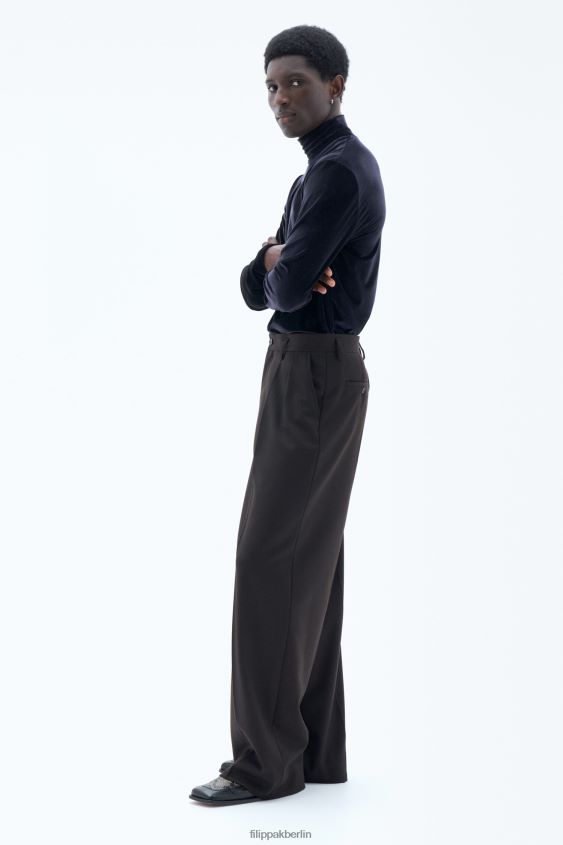 Filippa K L8HHT357 Bekleidung dunkle Schokolade Männer weite Wollhose