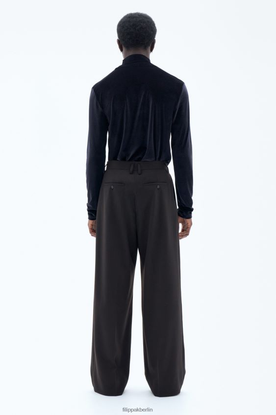Filippa K L8HHT357 Bekleidung dunkle Schokolade Männer weite Wollhose