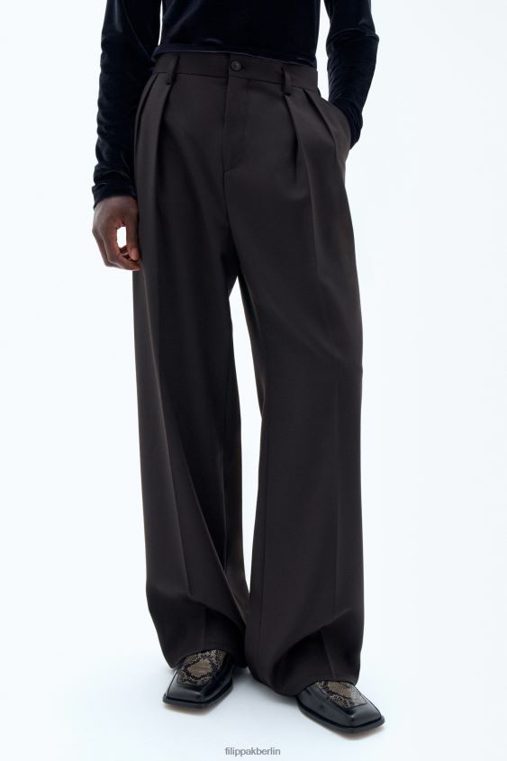Filippa K L8HHT357 Bekleidung dunkle Schokolade Männer weite Wollhose