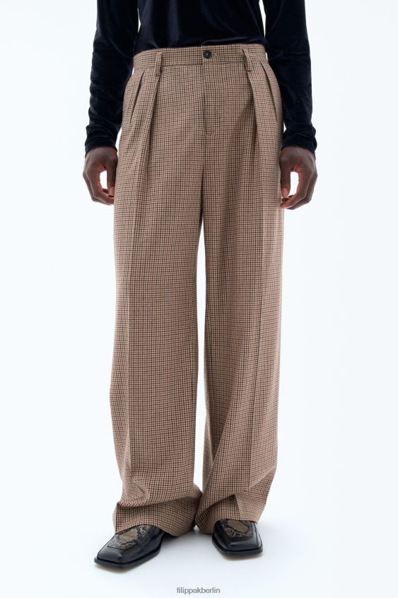 Filippa K L8HHT361 Bekleidung sandbeige/braun kariert Männer weite Karohose
