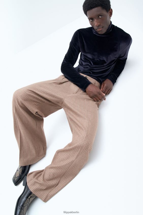 Filippa K L8HHT361 Bekleidung sandbeige/braun kariert Männer weite Karohose