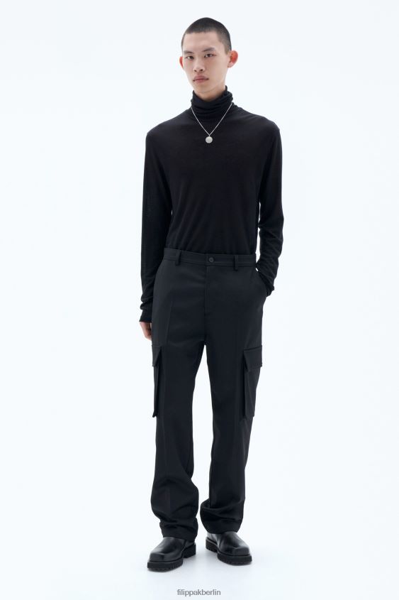 Filippa K L8HHT363 Bekleidung Schwarz Männer Cargohose aus Wolltwill
