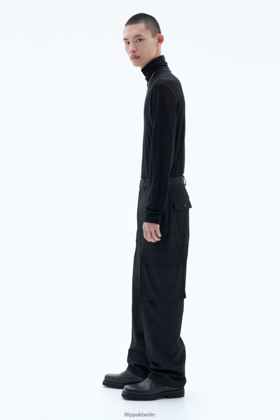 Filippa K L8HHT363 Bekleidung Schwarz Männer Cargohose aus Wolltwill