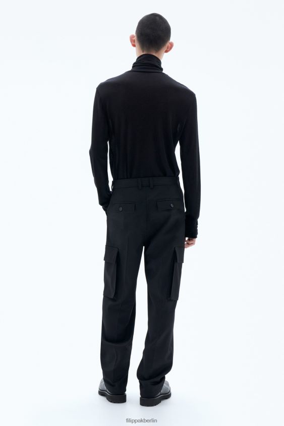 Filippa K L8HHT363 Bekleidung Schwarz Männer Cargohose aus Wolltwill
