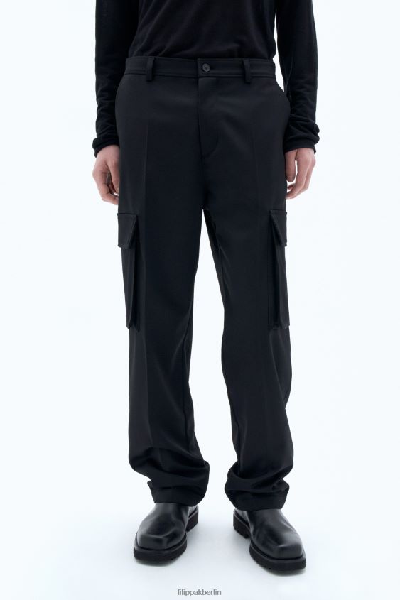 Filippa K L8HHT363 Bekleidung Schwarz Männer Cargohose aus Wolltwill