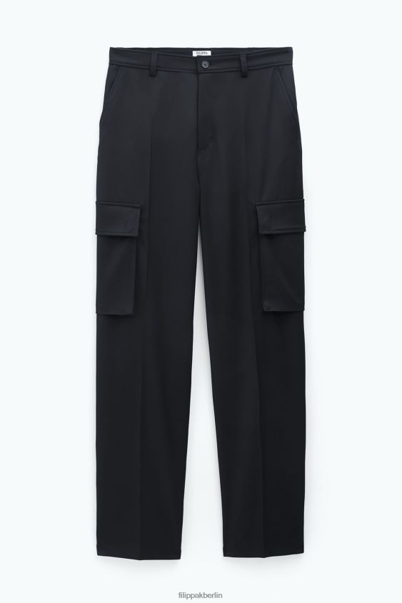 Filippa K L8HHT363 Bekleidung Schwarz Männer Cargohose aus Wolltwill