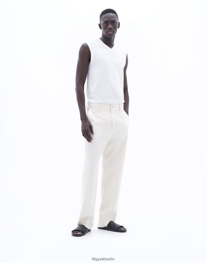 Filippa K L8HHT369 Bekleidung knochenweiß Männer Hose aus Mateo-Baumwollleinen