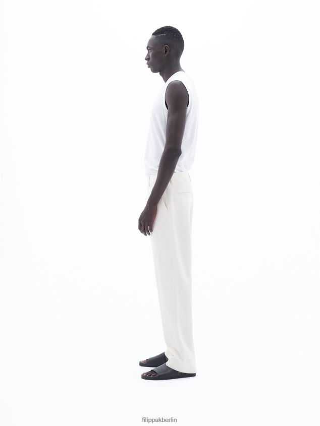 Filippa K L8HHT369 Bekleidung knochenweiß Männer Hose aus Mateo-Baumwollleinen
