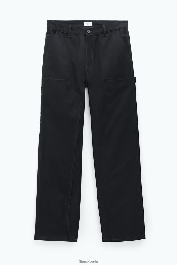 Filippa K L8HHT377 Bekleidung Schwarz Männer Zimmermannshose aus Baumwolle