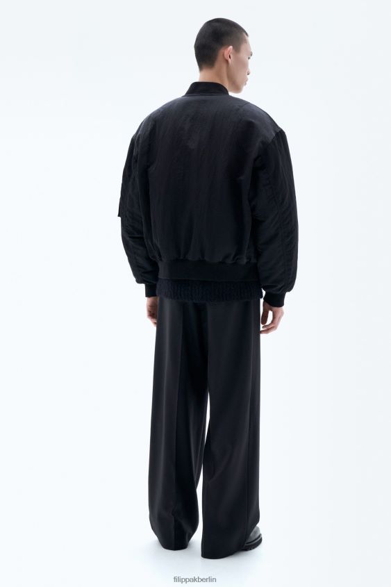 Filippa K L8HHT255 Bekleidung Schwarz Männer zerknitterte Bomberjacke