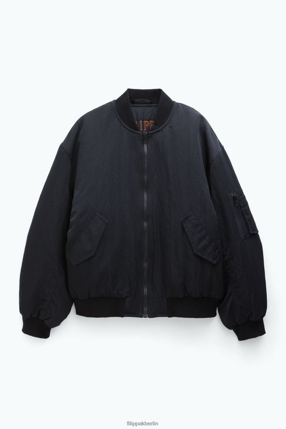 Filippa K L8HHT255 Bekleidung Schwarz Männer zerknitterte Bomberjacke