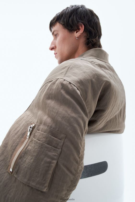 Filippa K L8HHT256 Bekleidung Nougat Männer zerknitterte Bomberjacke