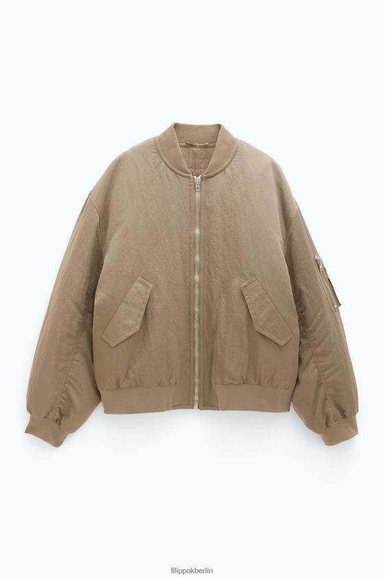Filippa K L8HHT256 Bekleidung Nougat Männer zerknitterte Bomberjacke