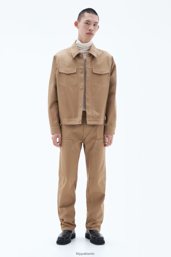 Filippa K L8HHT258 Bekleidung dunkles Khaki Männer Arbeitsjacke aus Baumwolle