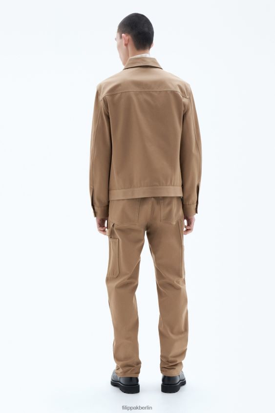 Filippa K L8HHT258 Bekleidung dunkles Khaki Männer Arbeitsjacke aus Baumwolle