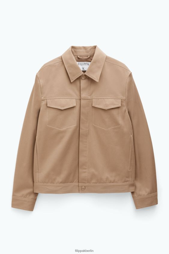 Filippa K L8HHT258 Bekleidung dunkles Khaki Männer Arbeitsjacke aus Baumwolle