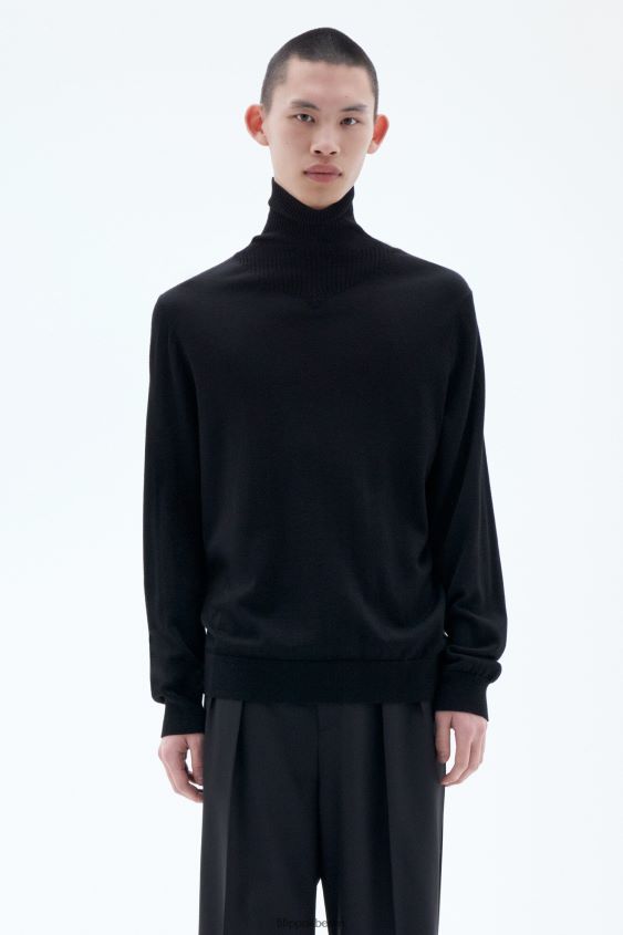 Filippa K L8HHT263 Bekleidung Schwarz Männer Rollkragenpullover aus Merinowolle