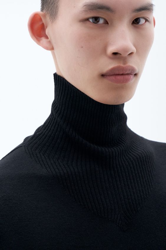 Filippa K L8HHT263 Bekleidung Schwarz Männer Rollkragenpullover aus Merinowolle