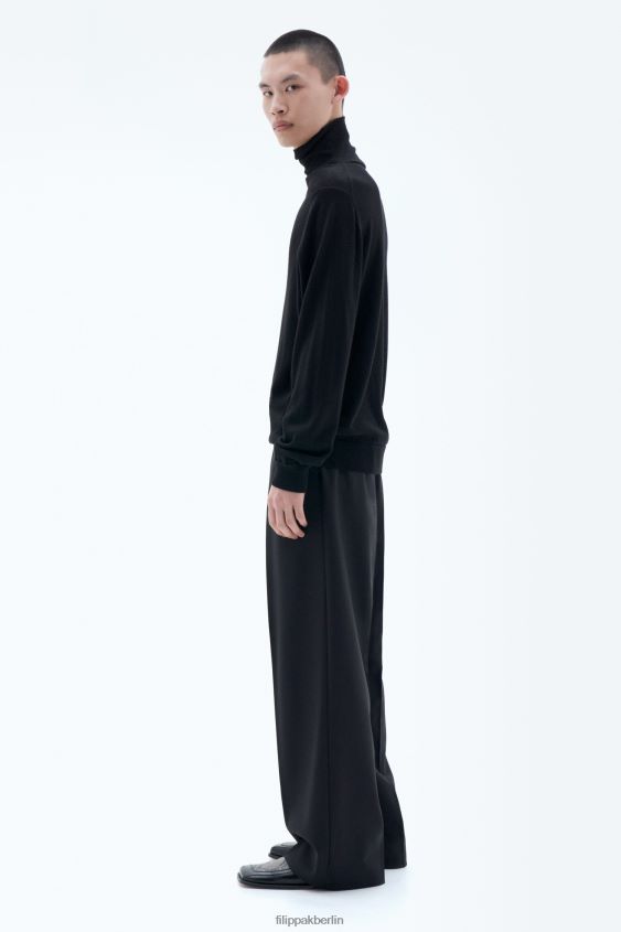 Filippa K L8HHT263 Bekleidung Schwarz Männer Rollkragenpullover aus Merinowolle