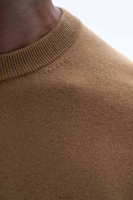 Filippa K L8HHT264 Bekleidung bronzegrün Männer Pullover aus Merinowolle aus Baumwolle