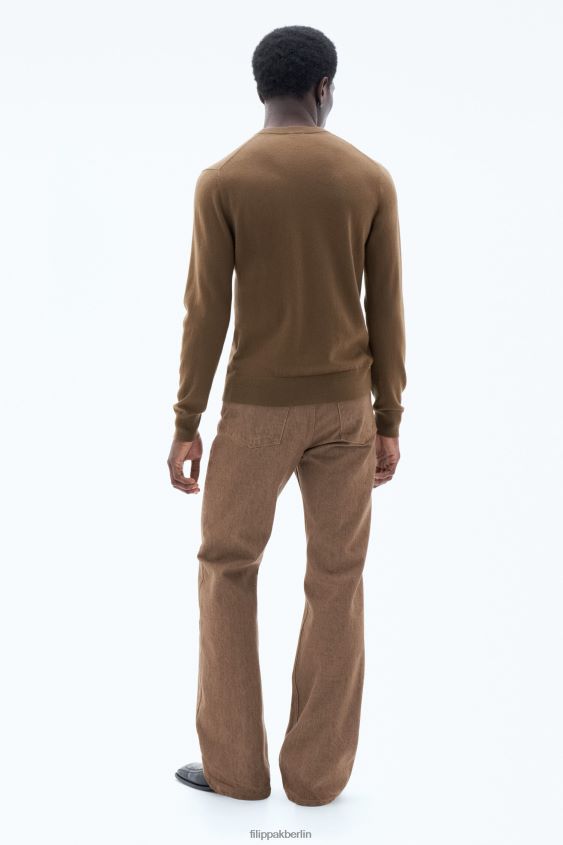 Filippa K L8HHT264 Bekleidung bronzegrün Männer Pullover aus Merinowolle aus Baumwolle