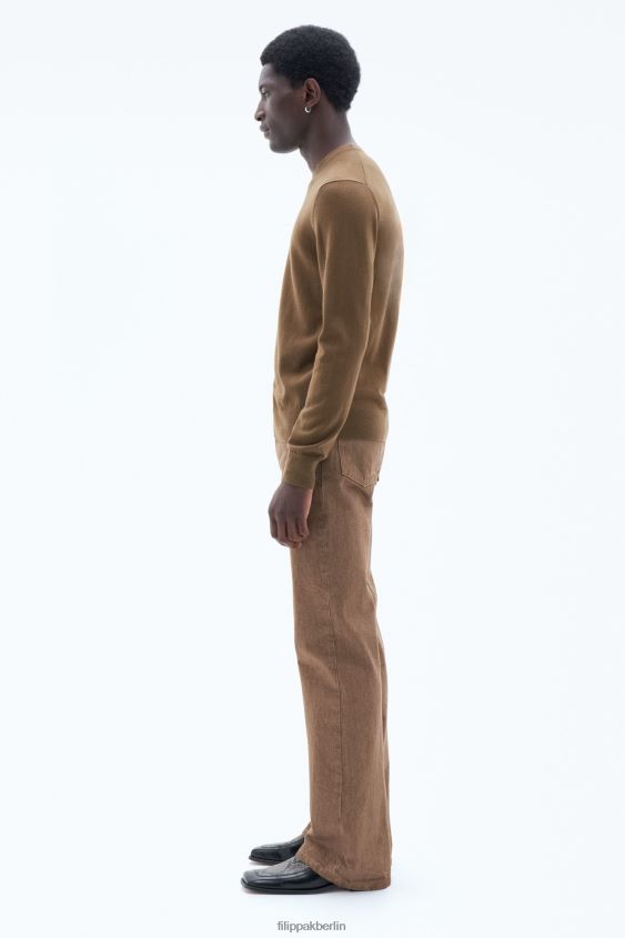 Filippa K L8HHT264 Bekleidung bronzegrün Männer Pullover aus Merinowolle aus Baumwolle
