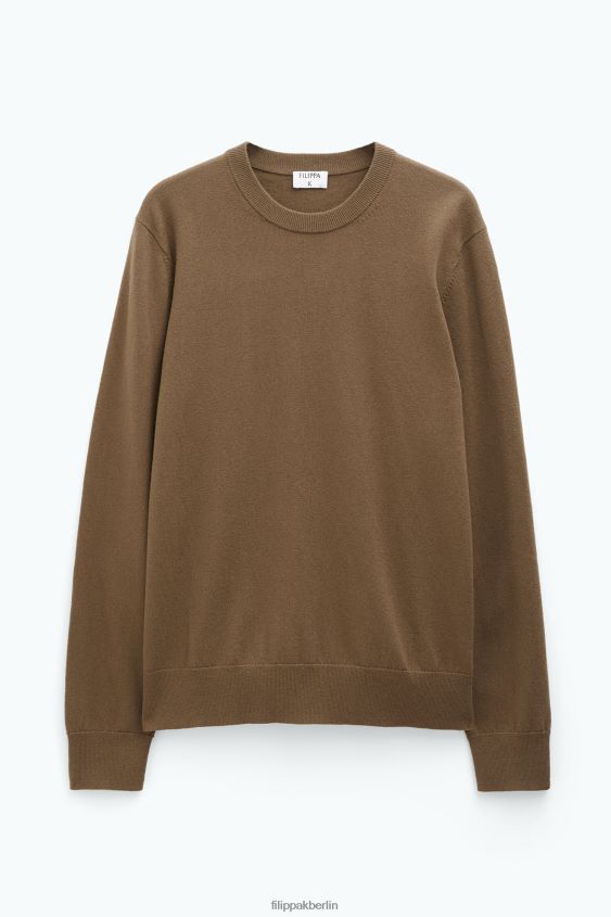 Filippa K L8HHT264 Bekleidung bronzegrün Männer Pullover aus Merinowolle aus Baumwolle