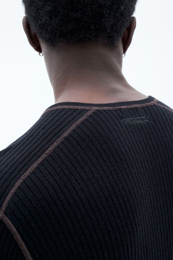 Filippa K L8HHT265 Bekleidung Schwarz Braun Männer Leichter Ripppullover