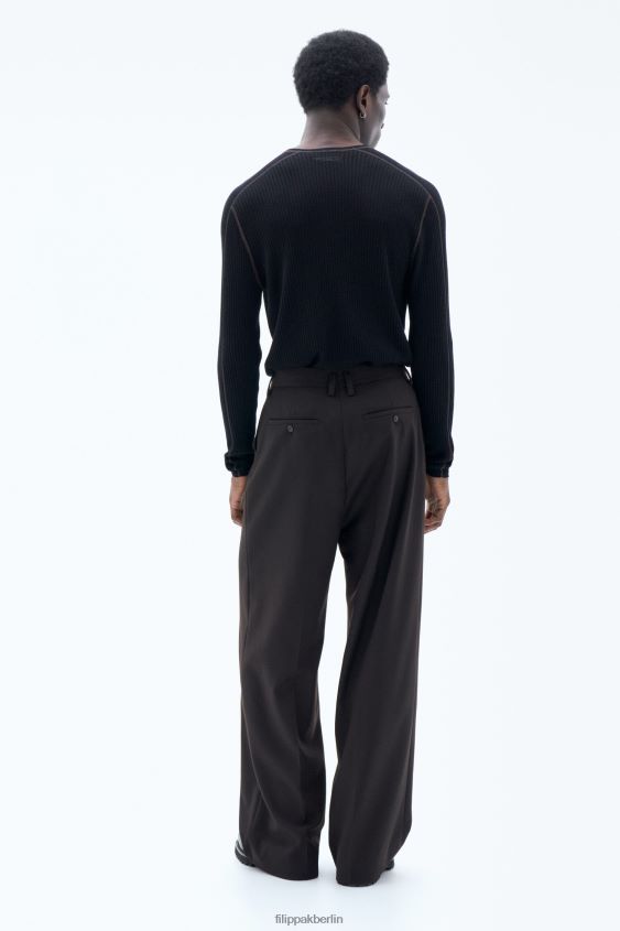 Filippa K L8HHT265 Bekleidung Schwarz Braun Männer Leichter Ripppullover