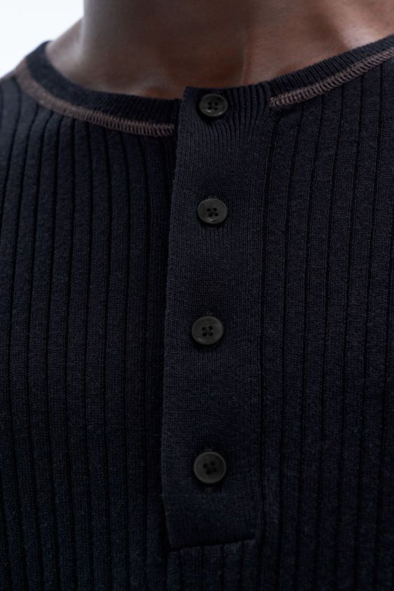 Filippa K L8HHT265 Bekleidung Schwarz Braun Männer Leichter Ripppullover