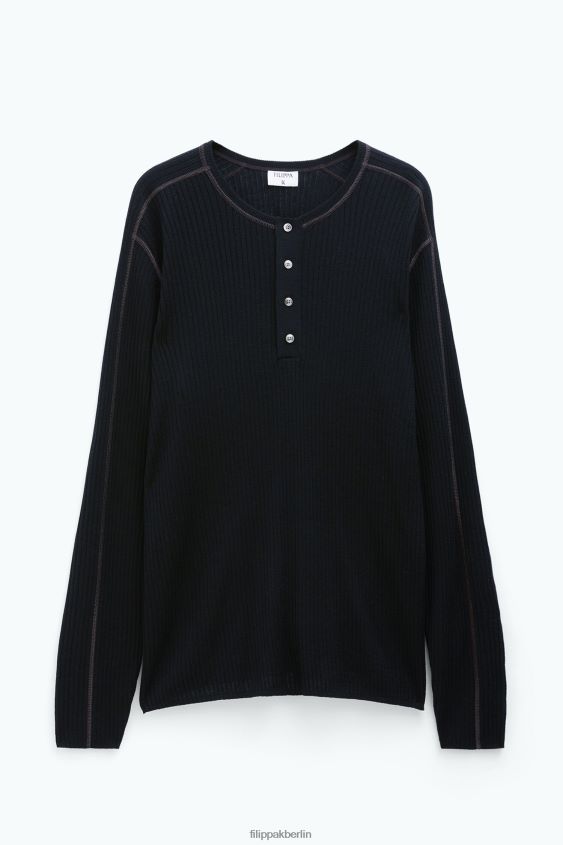 Filippa K L8HHT265 Bekleidung Schwarz Braun Männer Leichter Ripppullover