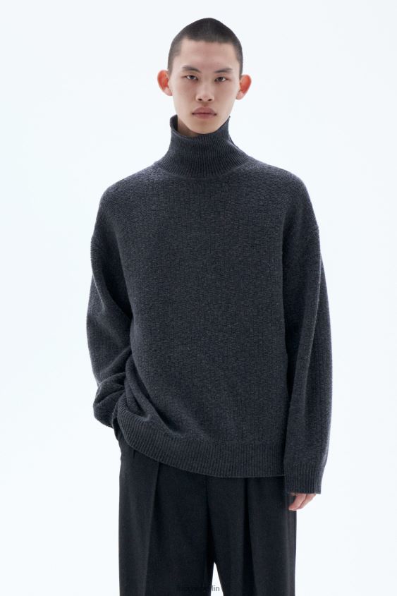Filippa K L8HHT267 Bekleidung Anthrazit-Melange Männer Rollkragenpullover mit Struktur
