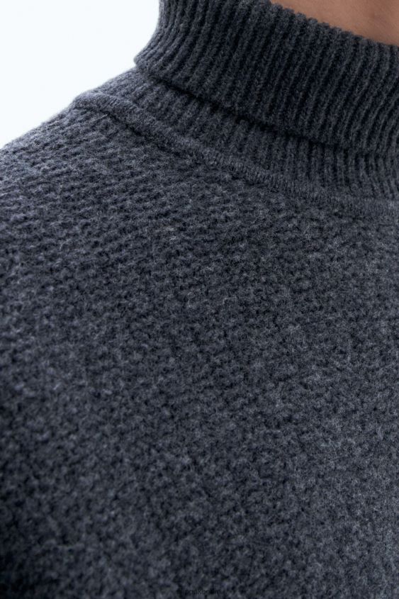 Filippa K L8HHT267 Bekleidung Anthrazit-Melange Männer Rollkragenpullover mit Struktur