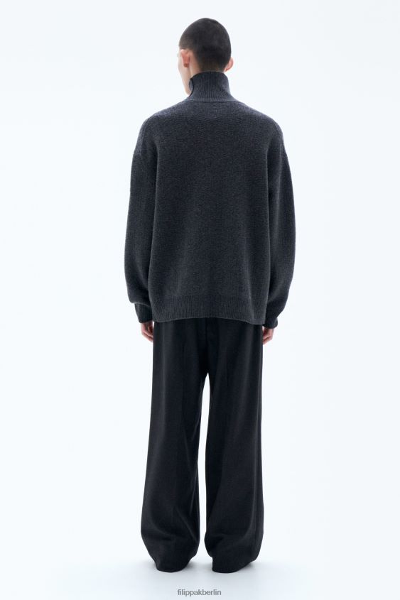 Filippa K L8HHT267 Bekleidung Anthrazit-Melange Männer Rollkragenpullover mit Struktur