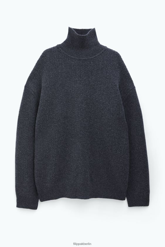 Filippa K L8HHT267 Bekleidung Anthrazit-Melange Männer Rollkragenpullover mit Struktur